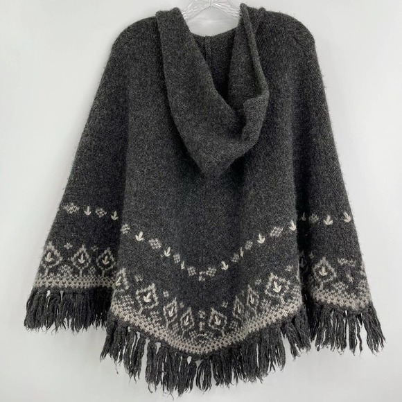 American Eagle shetland wool poncho hooded - Picture 2 of 9